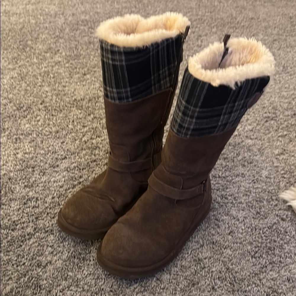 Ugg Brown Suede Plaid Women's Boots